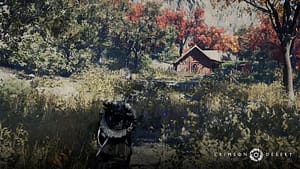 Captura oficial de Crimson Desert con AMD FSR Upscaling 4.1 en una tarjeta Radeon RX 6800 XT, mostrando vegetación y paisaje de un videojuego